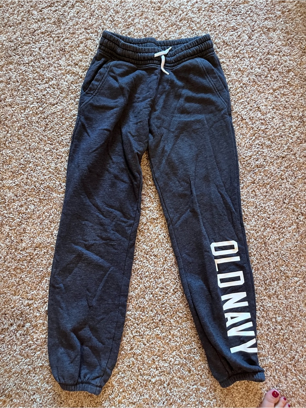 Old Navy Black Jogger Sweatpants with White Logo- youth Xl (14-16)